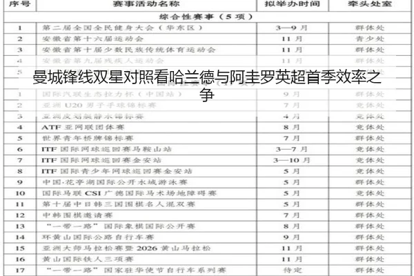 曼城锋线双星对照看哈兰德与阿圭罗英超首季效率之争